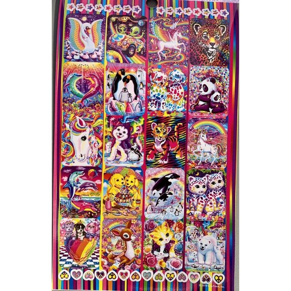 NEW Lisa Frank 600 Count Neon Rainbow Funky Sparkly Holo Unused Sticker Book - Picture 6 of 8